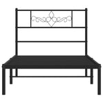 ZNTS Metal Bed Frame without Mattress with Headboard Black 80x200cm 355258