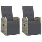 Reclining Garden Chairs with Cushions 2 pcs Grey Poly Rattan 319541