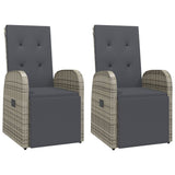Reclining Garden Chairs with Cushions 2 pcs Grey Poly Rattan 319541