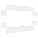 8 Piece TV Cabinet Set White Engineered Wood 3114222