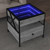 Coffee Table with Infinity LED Grey Sonoma 50x50x51 cm 847715