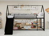 Stylish Metal Frame Loft Bed with Fun Slide & Safety Rails Space-Saving Design with Playful House W3987P506377