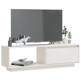 TV Cabinet White 110x30x33.5 cm Solid Pinewood 809889