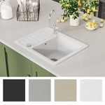 ZNTS Granite Kitchen Sink Single Basin White 144861