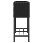 ZNTS Garden Planter with Shelf Black Poly Rattan 366387