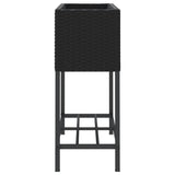 ZNTS Garden Planter with Shelf Black Poly Rattan 366387