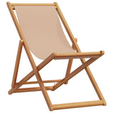 Folding Beach Chairs 2 pcs Taupe Fabric and Solid Wood 3214499