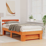 Bed Frame with Headboard Wax Brown 90 x 190 cm Solid Pine Wood 872508