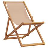 Folding Beach Chair Taupe Solid Wood Eucalyptus and Fabric 366565