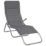 Folding Sun Loungers 2 pcs Grey Textilene&Powder-coated Steel 360171