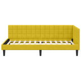 Corner Bed Frame with Headboard Yellow 100 cm x 200 cm Velvet 42016444
