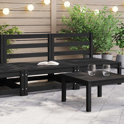 Garden Middle Sofas 2 pcs Black Solid Wood Pine 805684