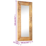 Hand-Carved Mirror 110x50x2.5 cm Solid Mango Wood 321649