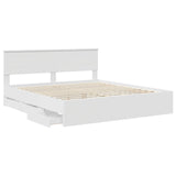 Bed Frame with Drawer White 200 x 200 cm Engineer Wood 3407949