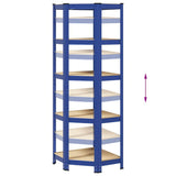 5-Layer Corner Shelf Blue Steel&Engineered Wood 4016945