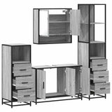 ZNTS 4 Piece Bathroom Furniture Set Grey Sonoma Engineered Wood 3301283