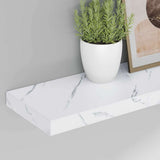 Wall Shelf 2 pcs White Marble 120 x 23.5 x 4 cm Engineered Wood 42019978