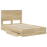 Storage Bed with Drawer Sonoma Oak 120 x 190 cm Engineered Wood 3411231