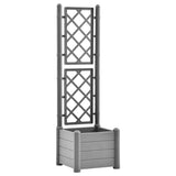 Garden Planter with Trellis 43x43x142 cm PP Stone Grey 317581