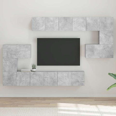 10 Piece TV Cabinet Set Concrete Grey Engineered Wood 3079144