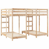 Triple Bunk Bed Frame Brown 140 x 200 cm Solid Pine Wood 3414564