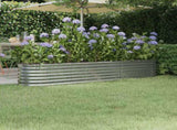 Garden Raised Bed Galvanised Steel 224x40x36 cm Silver 318877