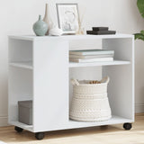 Side Table with Wheels White 70x35x60 cm Engineered Wood 853146