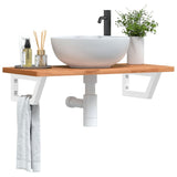 Basin Shelf Wall Mounted Steel and Solid Wood Beech 3302366