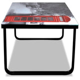 Coffee Table with Telephone Booth Printing Glass Top 241176