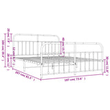 Metal Bed Frame without Mattress with Footboard Black 180x200cm 352600