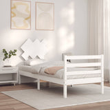 Bed Frame without Mattress White Single Solid Wood 3195252