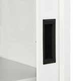 Sliding Door Cabinet White 90x40x90 cm Steel 335954