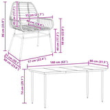 7 Piece Garden Dining Set Black Poly Rattan Glass 3334440