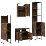 ZNTS 4 Piece Bathroom Furniture Set Smoked Oak Engineered Wood 3214827