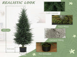 Set of 2 Decorative Artificial Plant, 120 cm Cypress Tree with 638 Leaves in Pot, UV-Resistant T3398P343002