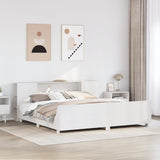 ZNTS Bed Frame without Mattress White 200x200 cm Solid Wood Pine 3323639