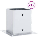 Post Bases Square 12 pcs Silver 121x121 mm Galvanised Steel 42000015