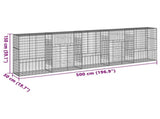 Gabion Basket with Cover 500x50x150 cm Galvanised Iron 3295158