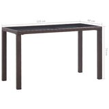 46447 Garden Table Brown 123x60x74 cm Poly Rattan
