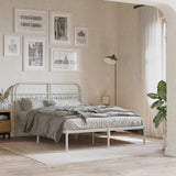 Metal Bed Frame without Mattress with Headboard White 140x190cm 376649