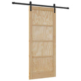 Sliding Door Natural and Black 86 x 198.5 cm Solid Pine Wood 3333174