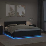 Bed Frame with Headboard Black 200 x 200 cm Engineered Wood 3408041