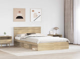 Bed Frame with Drawer Sonoma Oak 135 x 190 cm Solid Pine Wood 3409365