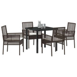 Garden Dining Set with Cushion 5 pcs Brown Poly rattan 3379871
