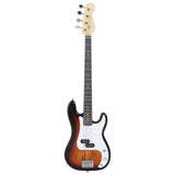 Electric Bass Guitar for Beginner with Bag Brown and White 4/4 46" 70184