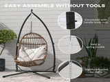 Hammock Chair Stand Only, Hanging Chair Stand with X-Shape Base, Heavy Duty Steel Single Hammock Egg T3398P324045