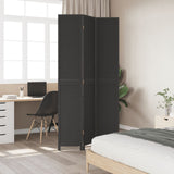 Room Divider 3 Panels Black Solid Wood Paulownia 358848