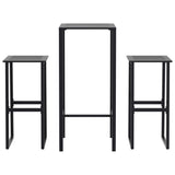 3 Piece Garden Bar Set Black Powder-coated Steel 3283750