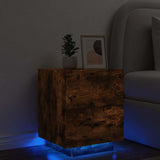 Bedside Cabinet with LED Lights Smoked Oak Engineered Wood 836743