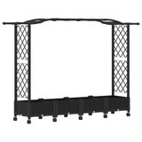 Raised Bed with Trellis and Roof Black 207 x 40 x 129 cm PP 3423149